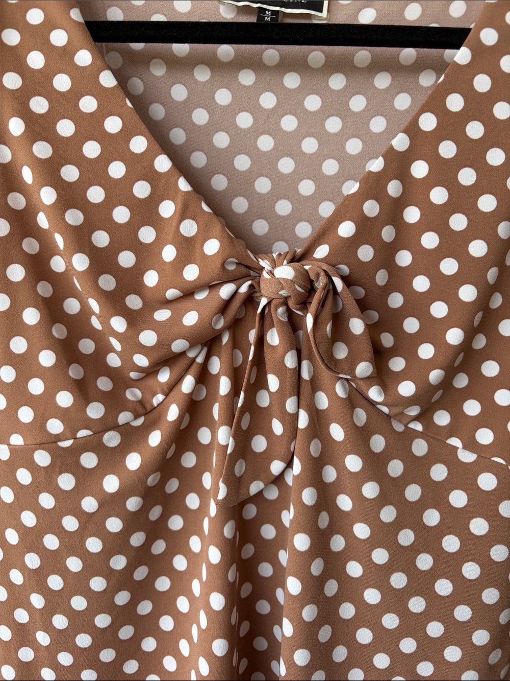 Melanie Lyne Brown Polka Dot Tie-Front Sleeveless Tank Top - Picture 11 of 13